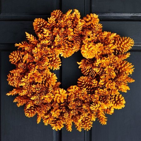 Orange Pinecone Wreath