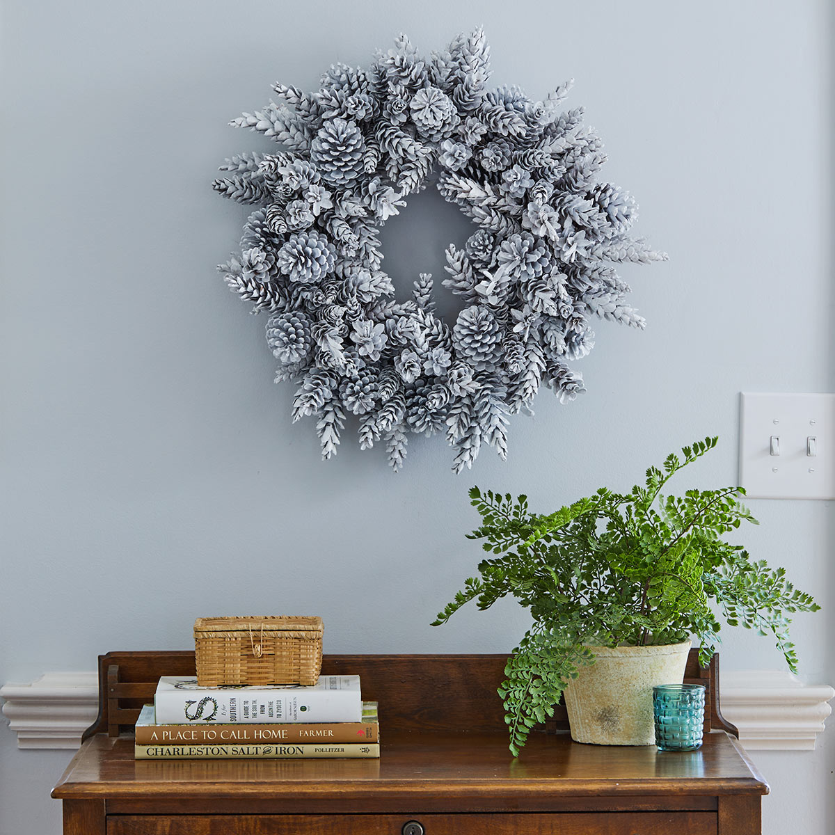 White Pinecone Wreath