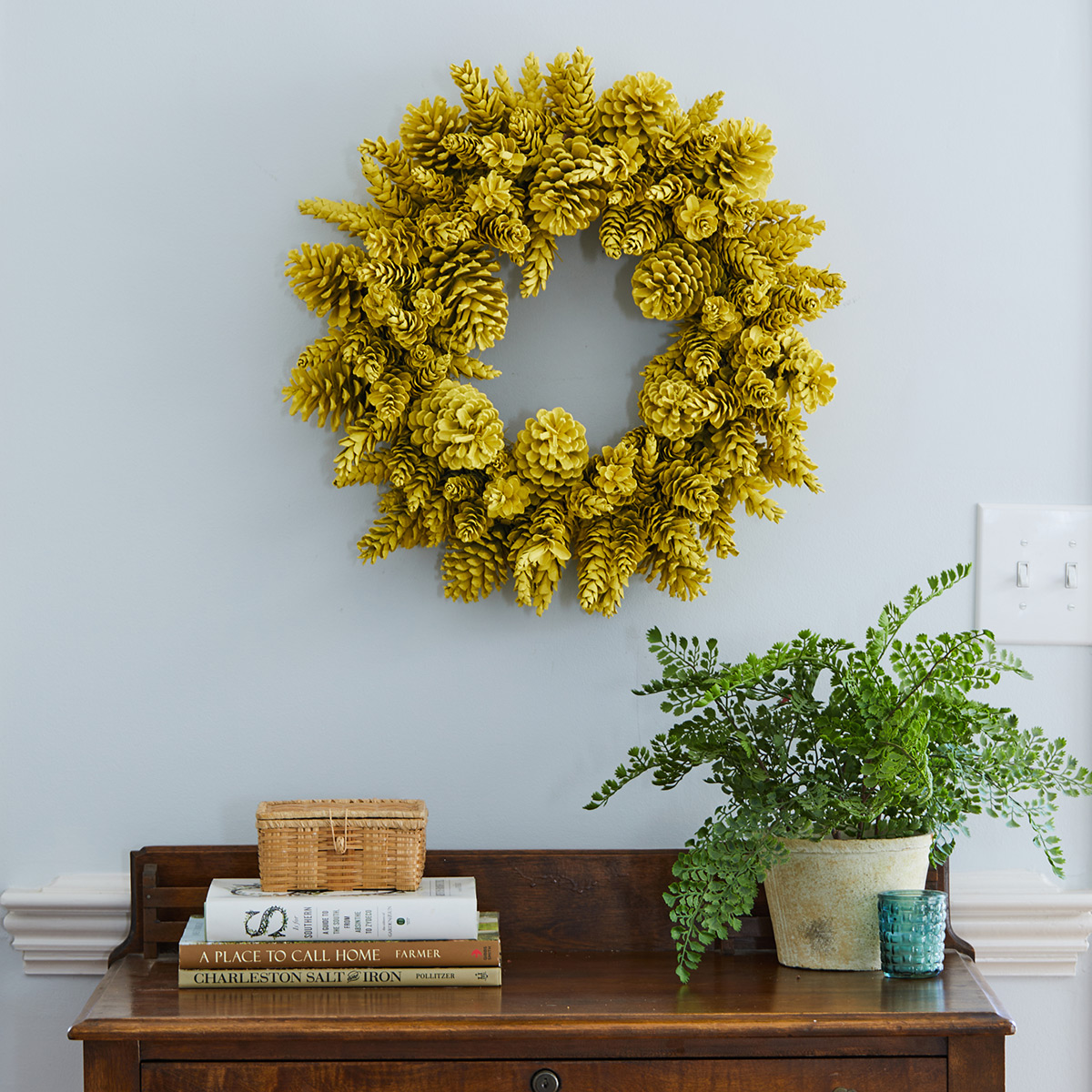 Sunburst Yellow Pinecone Wreath