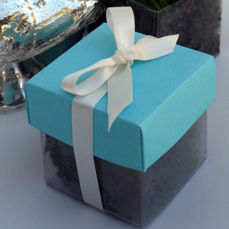 Turquoise Lid / Ivory Top Single Bow
