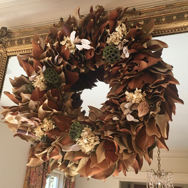 Dried Wreath Hanging on Mirror